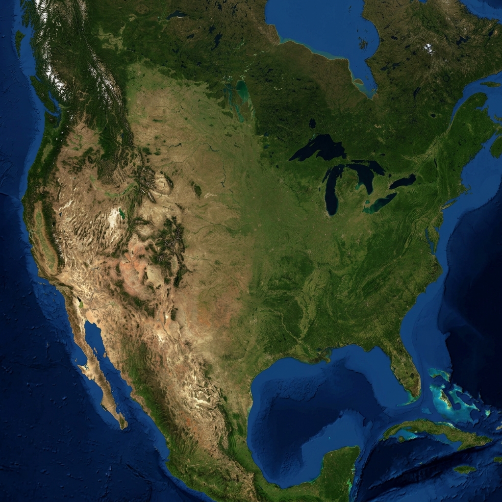 Realistic US Satellite Map